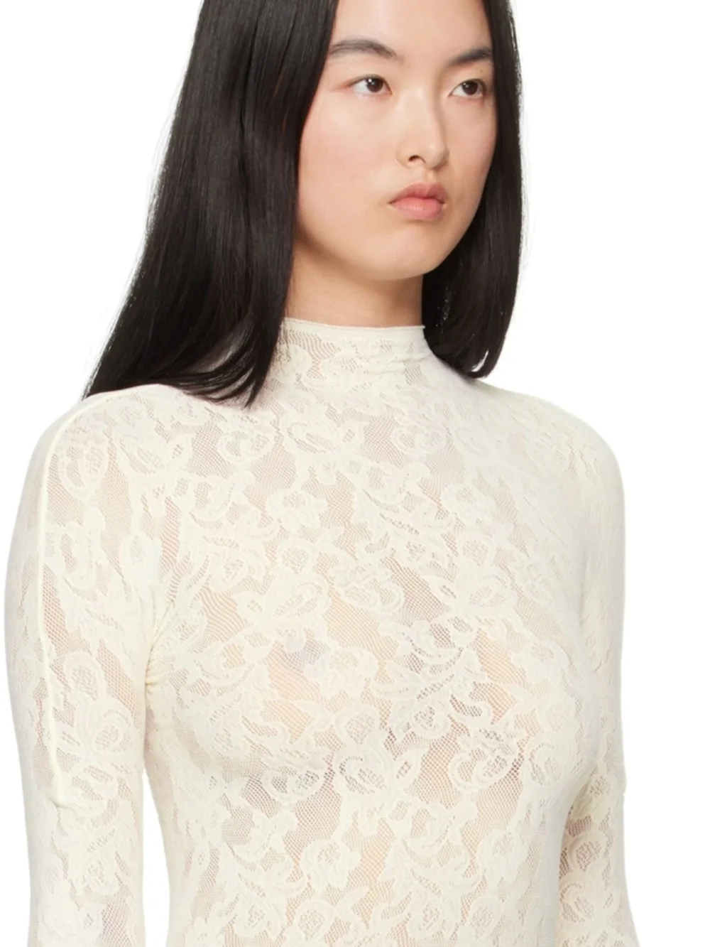 skims knit lace mock neck dress Skims Knit Lace Turtleneck Maxi Dress in Black